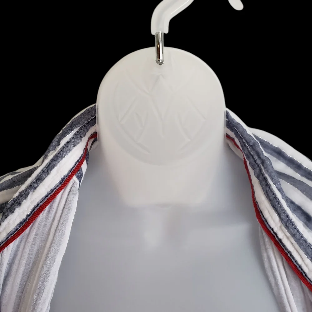 St. John's Bay Blue and White Striped Button Down Shirt - Picture 4 of 7